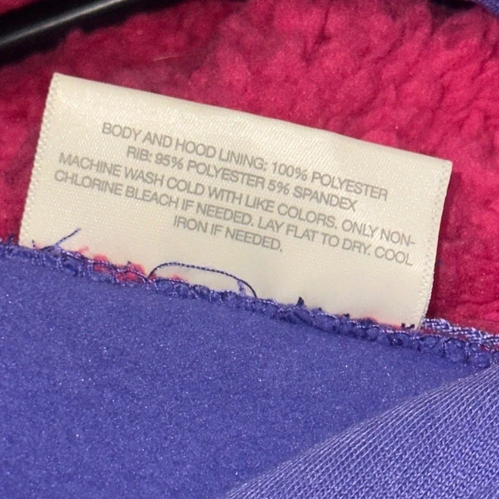 Bobbie Brooks Girls Purple Unicorn Hoodie Pink Sherpa Lined Hood Size L 10/12